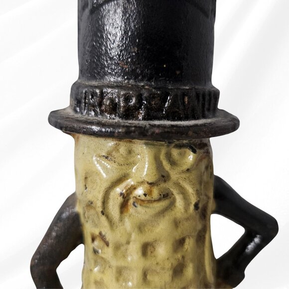 Lot of 2 Vintage Cast Iron Mr Peanut Banks 5.5 and 7.5 Tall Heavy - Picture 2 of 12